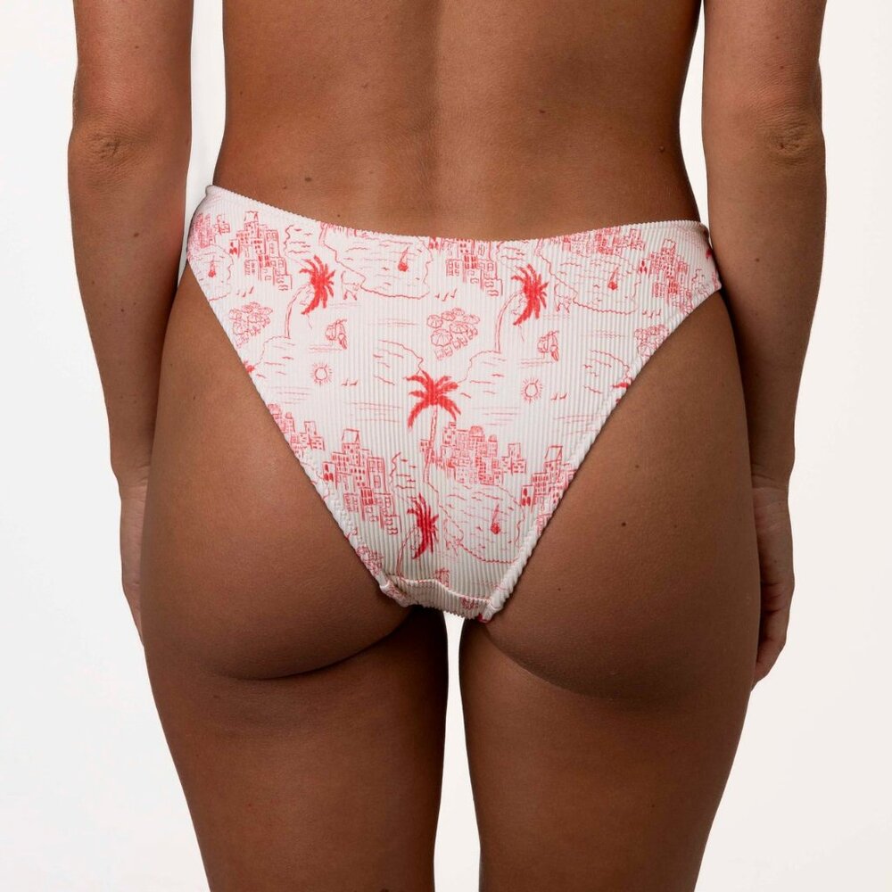 Honey Swim Isla Ribbed Bikini SET - Cream / Red Print - Size M/XL - Picture 5 of 6